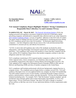 NAI Annual Compliance Report Highlights Members` Strong
