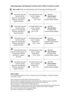 Ordering proper and improper fractions: Stars to Mars: Fractions in