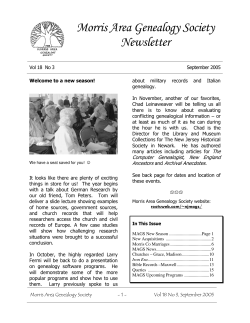 Morris Area Genealogy Society Newsletter
