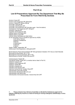 Dentists and Nurses Prescriber Formularies
