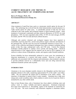 current research and trends in alum treatment of stormwater runoff