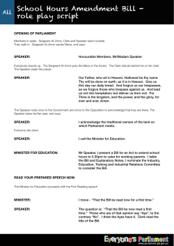 School Hours Amendment Bill - role play script