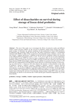 Effect of disaccharides on survival during storage of freeze dried
