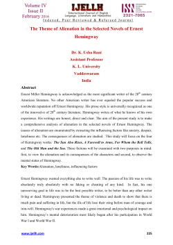 The Theme of Alienation in the Selected Novels of Ernest Hemingway
