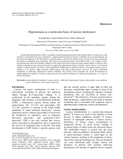 Hypolactasia as a molecular basis of lactose intolerance