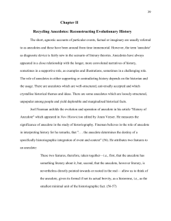 Chapter II Recycling Anecdotes: Reconstructing Evolutionary History
