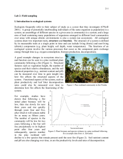 2-1 Lab 2: Field sampling I. Introduction to ecological systems