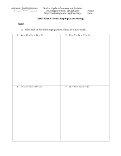 Exit Ticket 9 &ndash; Multi Step Equation Solving