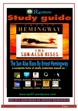The Sun Also Rises By Ernest Hemingway