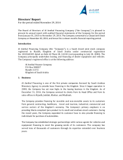 Directors` Report - Al Amthal Financing
