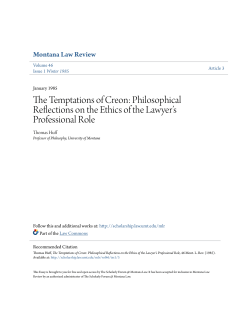 The Temptations of Creon - The Scholarly Forum @ Montana Law