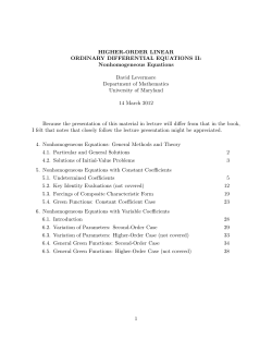 HIGHER-ORDER LINEAR ORDINARY