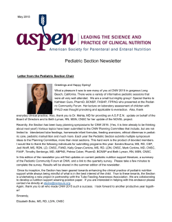 May 2015 - American Society for Parenteral and Enteral Nutrition