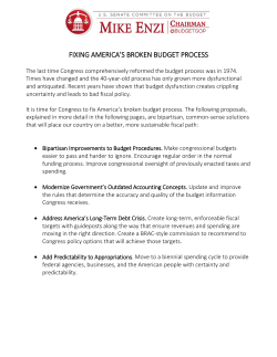 FIXING AMERICA`S BROKEN BUDGET PROCESS