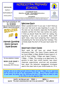 Term 1 Week 2 - Nuriootpa Primary School