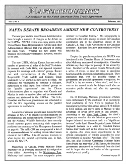 NAFTA DEBATE BROADENS AMIDST NEW CONTROVERSY