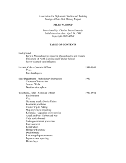 Bond, Niles W. - Association for Diplomatic Studies and Training