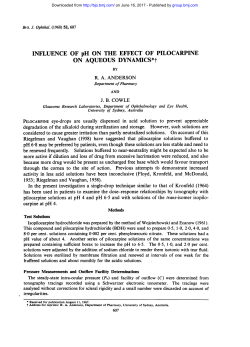 INFLUENCE OF pH ONTHE EFFECT OF PILOCARPINE ON