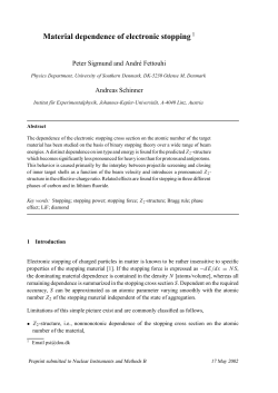 Material dependence of electronic stopping1