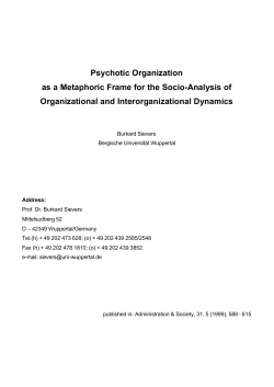 Psychotic Organization - the Centre for Socio