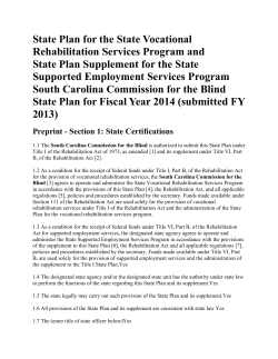 State Plan for 2014 - South Carolina Commission for the Blind