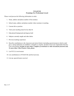 Promising New Professional Award Documents