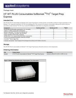 HT WT PLUS Consumables forBiomek FX Target Prep Express