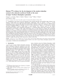 Diatom D O evidence for the development of the modern halocline