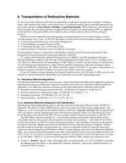 8 Transportation of Radioactive Materials - Research Safety