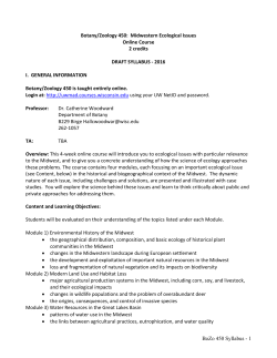 Midwestern Ecological Issues - Biology Major - UW