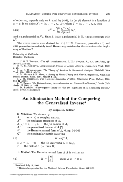 An Elimination Method for Computing the Generalized Inverse*