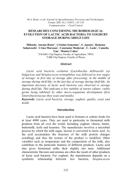 lactic acid - Journal of Agroalimentary Processes and Technologies