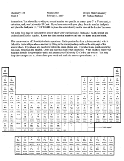 2007 Practice1 Key - Oregon State chemistry
