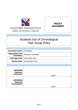 Students Out of Chronological Year Group Policy