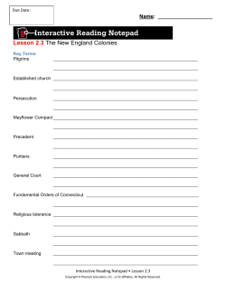 Lesson 2.3 The New England Colonies