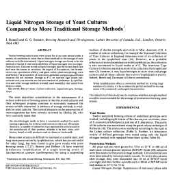 Liquid Nitrogen Storage of Yeast Cultures Compared to