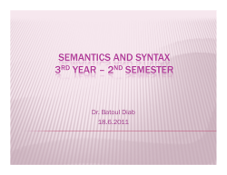 SEMANTICS AND SYNTAX 3RD YEAR – 2ND SEMESTER