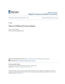 Marx`s Political Universalism - Digital Commons @ Butler University