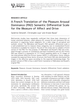 A French Translation of the Pleasure Arousal Dominance (PAD