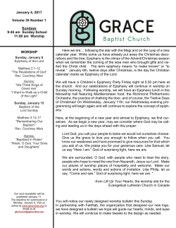 January 4, 2017 Volume 35 Number 1 Sundays 9:45 am Sunday