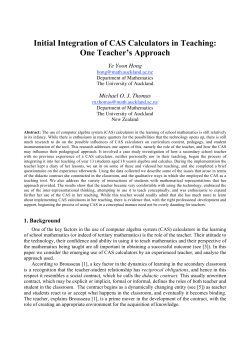 Initial Integration of CAS Calculators in Teaching