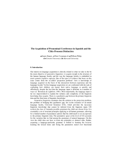 The Acquisition of Pronominal Coreference in Spanish and the Clitic