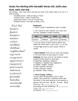 9 Words with suffix dom,ment,hood, ship