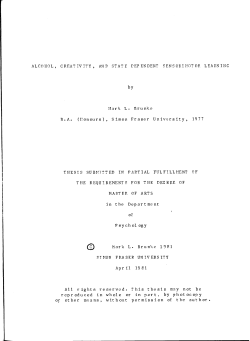 Alcohol, creativity, and state dependent sensorimotor learning / by