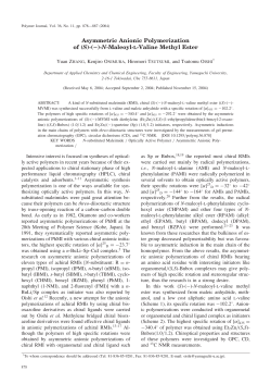 Asymmetric Anionic Polymerization of (S)-(-)-N-Maleoyl-l
