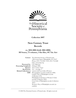 New Century Trust - Historical Society of Pennsylvania