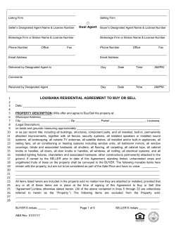 louisiana residential agreement to buy or sell
