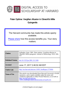 Pater optime: Vergilian Allusion in Obrecht`s <italic