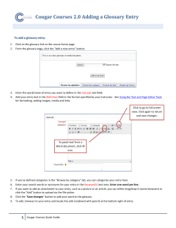 Cougar Courses 2.0 Adding a Glossary Entry