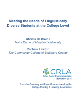 Meeting the Needs of Linguistically Diverse Students at the